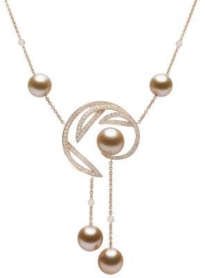 South Sea golden pearl and diamond necklace by Jewelmer (GJX).