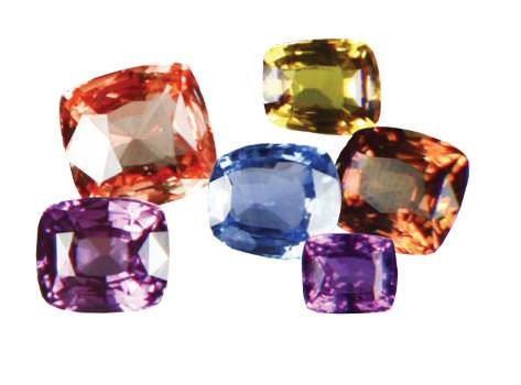 Faceted sapphires that have been beryllium-diffused to improve colour and clarity.