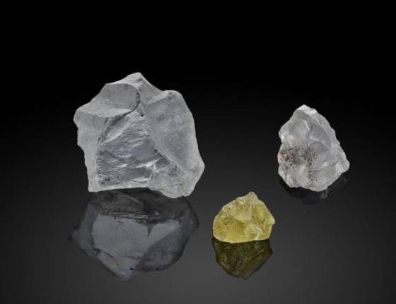 Rio Tinto and Dominion Diamond Mines revealed three of the finest large rough diamonds