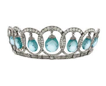 Tiara in platinum with aquamarines and diamonds, 1935. Private Collection of Princess Olimpia Torlonia.