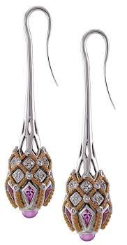 “Venetian Rose Window” earrings in gold, diamonds, and gemstones by Bizzotto.