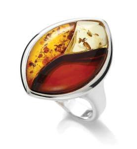 Ring with three colours of amber set in silver by S&A Jewellery Design.