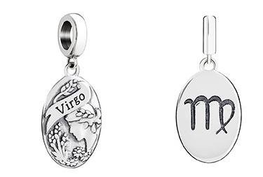 Virgo —This charm features a braided maiden glancing at a garden, and its packaging includes the message: Virgos are known for remarkable intuition. You are also prized for practicality, reliability, and your uncanny ability to mine the depths of human nature.