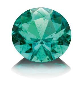 A 10.23-ct Muzo emerald, from an 81.62-ct rough, certified to be resin-free (photo: Muzo International).