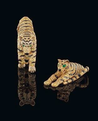 Tiger bangle and brooch by Cartier