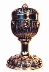 “Cup of David” in cloisonné enamel, gold, silver, diamonds, and labradorite.