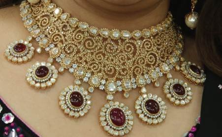 A traditional necklace in rose-cut diamonds and rubies by by CVM Jewellery