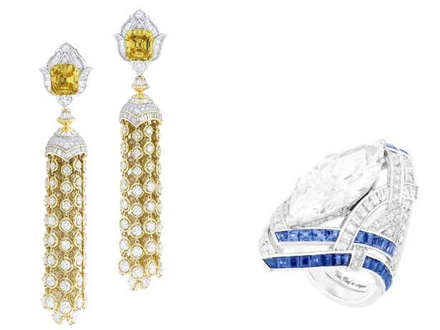Precious Light earrings & Camaieu de Bleus ring