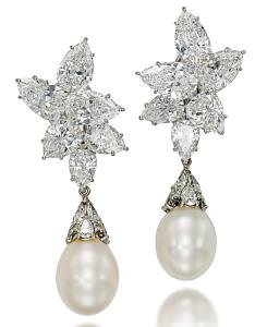 Pair of diamond ear pendants by Cartier