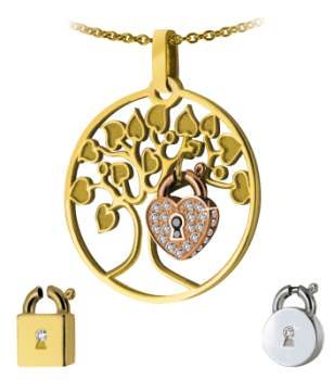 A gold “Lock & Love” pendant by Tournaire