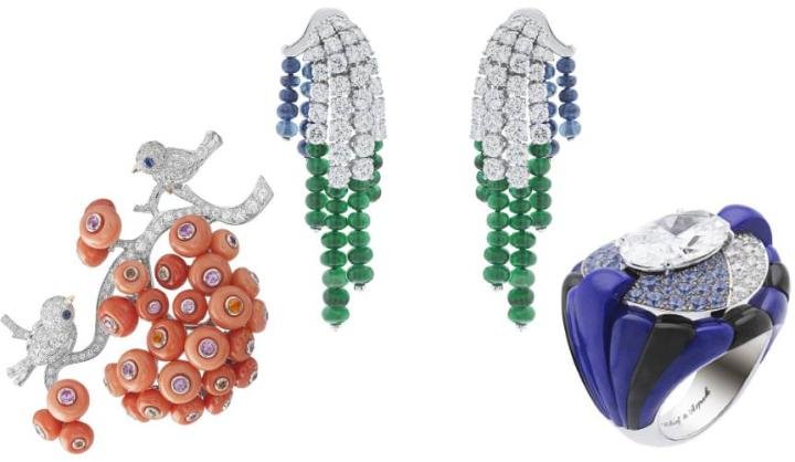 The enchanted forest: Piou-Piou clip, Cascade précieuse earrings & Astre de la Nuit ring.