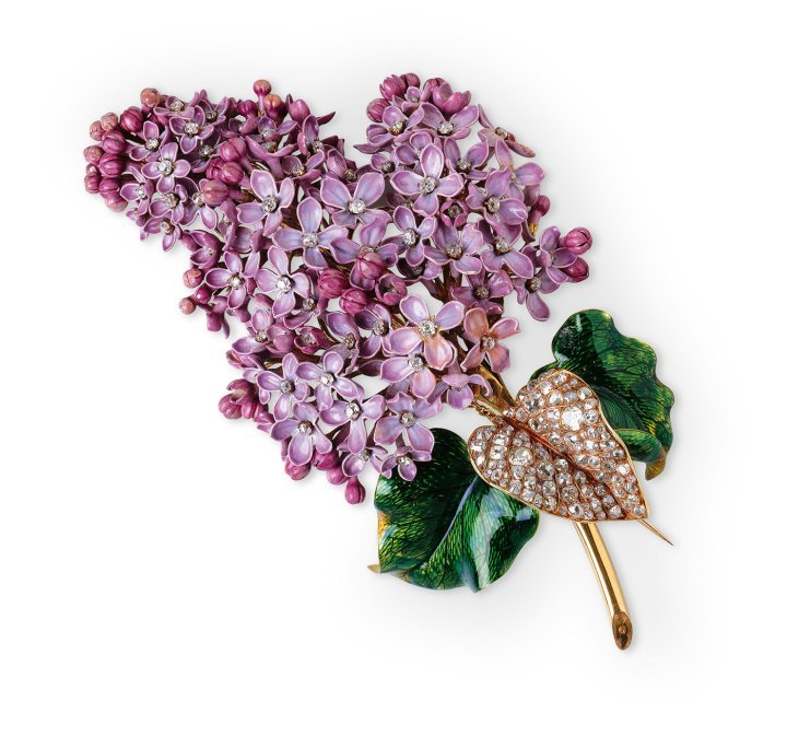 Created in 1862, the remarkably realistic enamel and diamond Lilac brooch is a testament to Mellerio's talent for nature-inspired jewellery.
