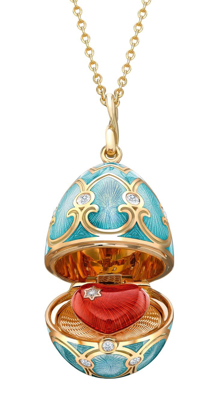 Fabergé Heritage, guilloché enamel heart surprise locket
