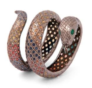 Snake with multicolour sapphires by Anticoa