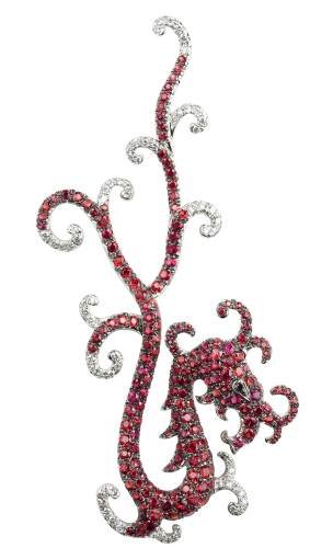 Happy Dragon” pendant in sapphires and diamonds set in 18K gold 