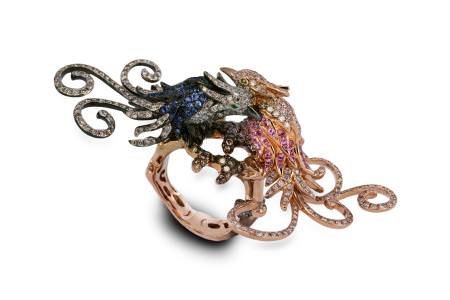 Among the Hong Kong brands was MVee, which presented a range of lovely diamond and gemstone jewelry such as this bird ring.