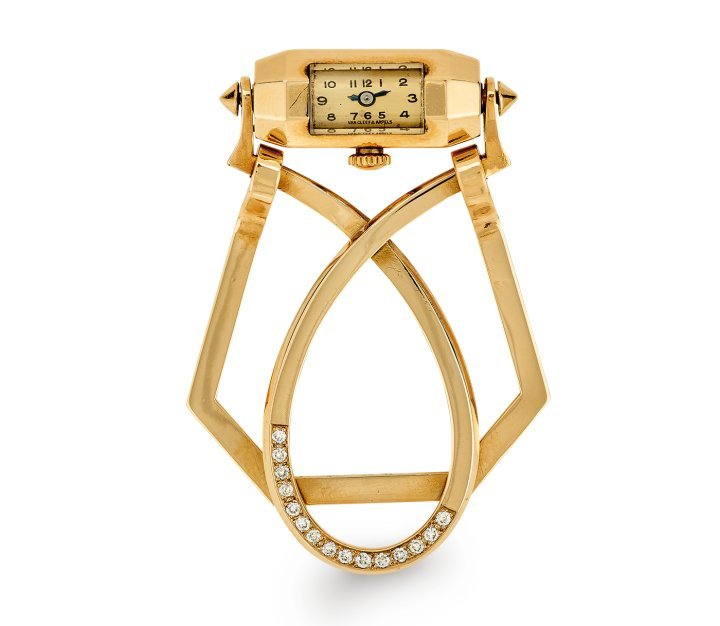 Bill clip with watch, 1945, yellow gold, diamonds, Van Cleef & Arpels Collection