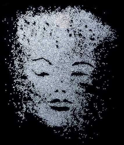 A portrait of the famous actress and singer Marilyn Monroe. Created by Yehuda Kassif with diamonds provided by HODM Chairman and IDE President Shmuel Schnitzer, it has been part of the museum's permanent exhibition for the past three years. (Photo by Alexander Kucherenko, Jewelry and Still-life Photography)