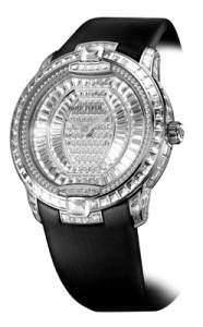 Roger Dubuis, Velvet High Jewellery timepiece: 36-mm round case with 304 invisibly-set diamonds; in-house automatic calibre RD821; Geneva Seal.
