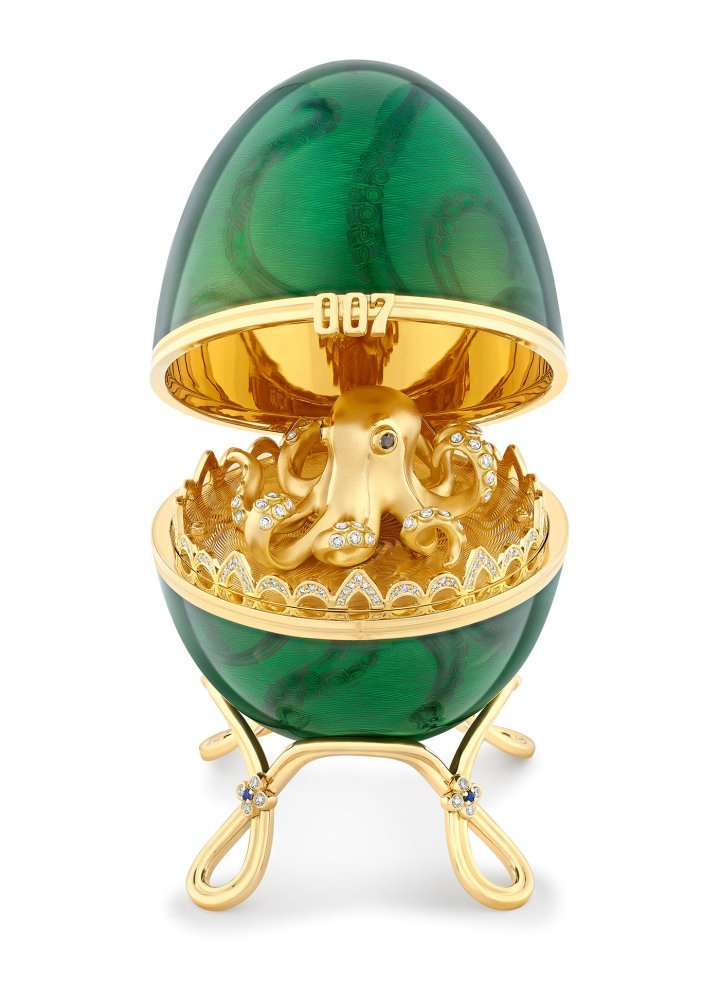 Fabergé x 007, limited edition guilloché enamel octopussy egg object