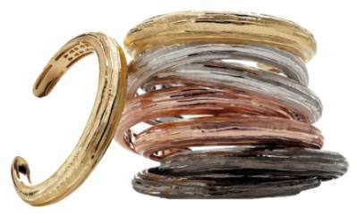 Gold and rhodium-plated silver bangles from The Fifth Season by Roberto Coin.