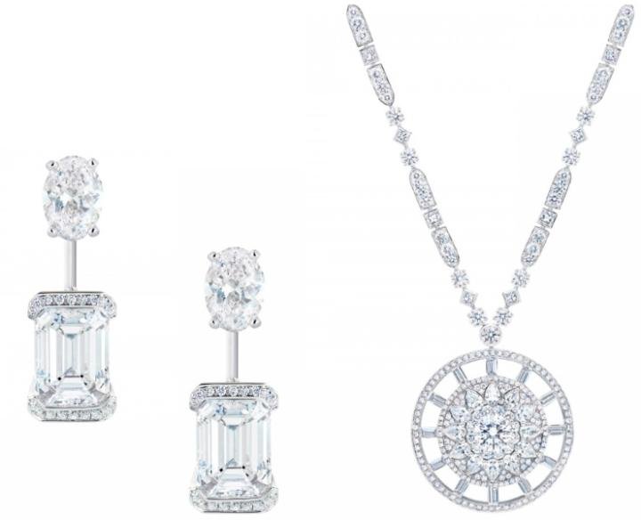 London by De Beers Battersea Light Earrings and Elizabeth Tower Necklace