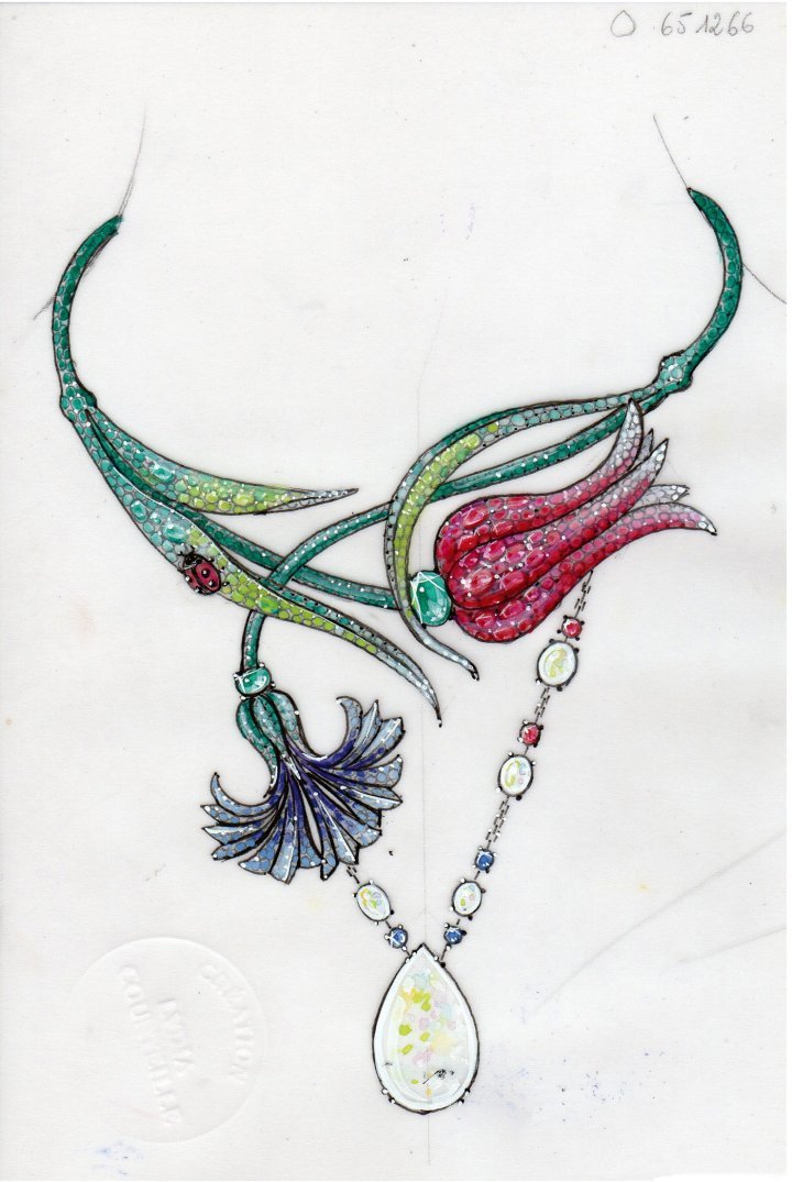 Design for a tulip and carnation necklace from the Topkapi collection 