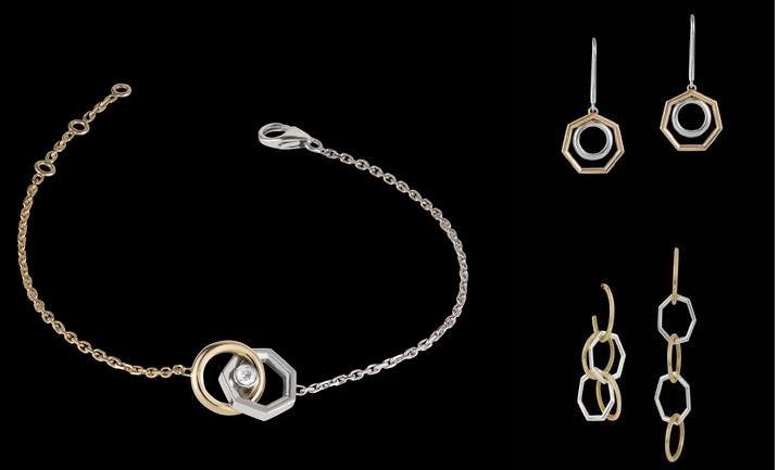 Lorenz bracelet 18K white gold and rose goldand earrings.