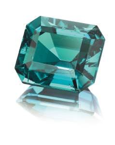 This 15.54-ct Muzo emerald shows the saturated, pure green to slightly bluishgreen colour characteristic of Muzo emeralds. (photo: Muzo International).