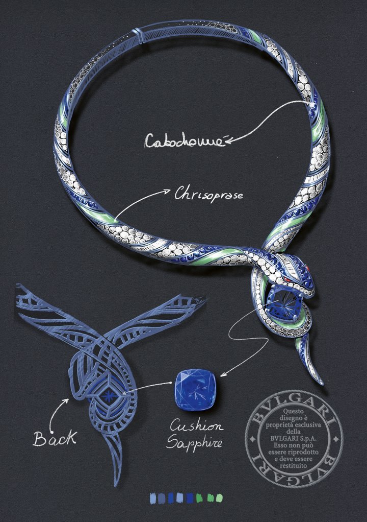 Mediterranea High Jewellery collection sketch. ©Bulgari