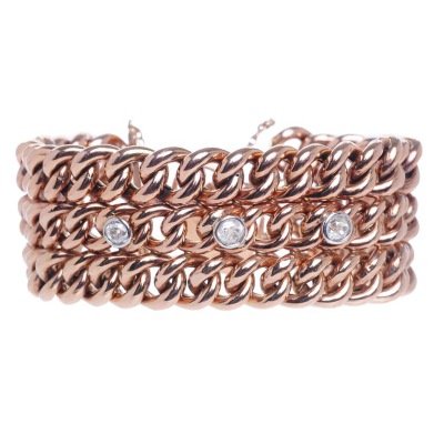 Turner & Tatler -Rose gold and diamond watch chain bracelet cuff