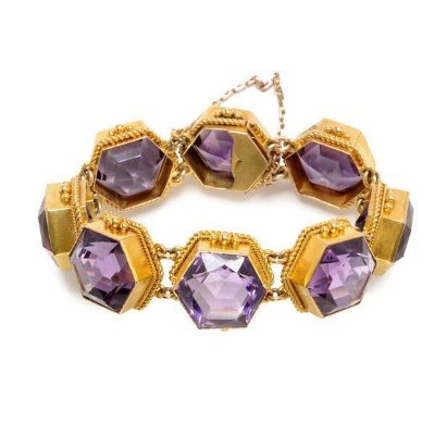 Turner & Tatler - Yellow gold hexagonal amethyst bracelet