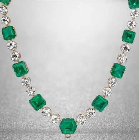Emerald and diamond necklace, by Cartier 