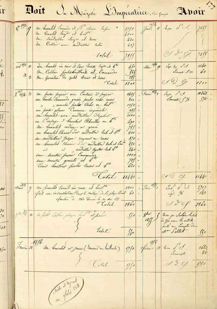 A page from Mellerio's order books, dating from the 19th century. 