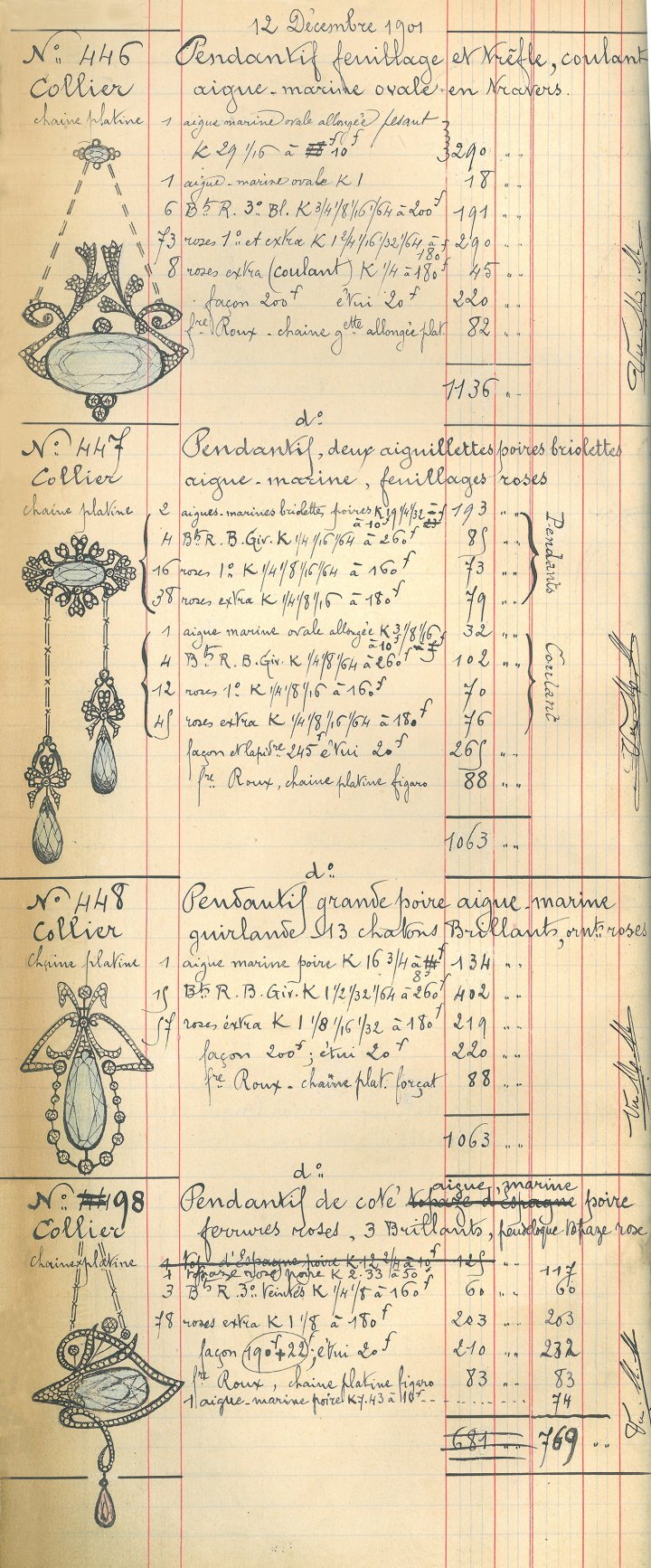 Another page of jewellery history from the Mellerio archives, including sketches of pieces from 1901.