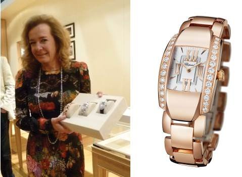 Caroline Scheufele introduces Chopard's new La Strada watch at the DJWE.