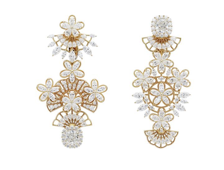 Dior Milly Dentelle earrings, yellow gold and diamonds