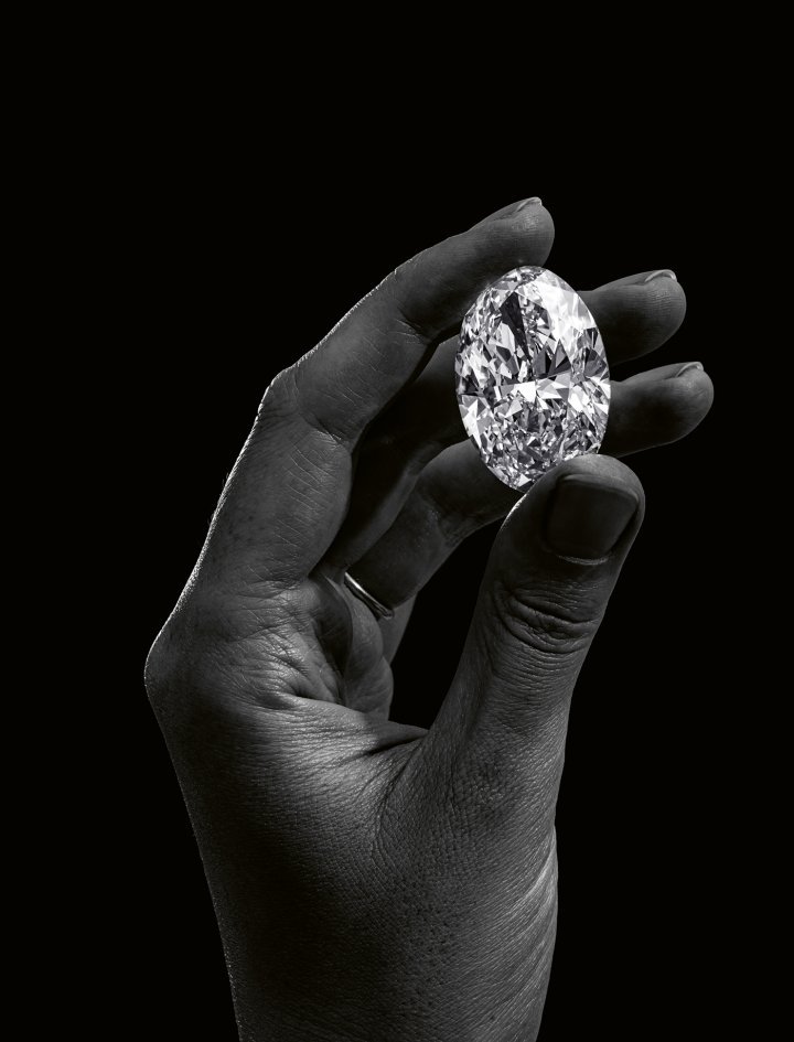 A 79.35-carat, D-FL Type IIa oval diamond, the largest of the 67 stones cut from the 910-carat Lesotho Legend.