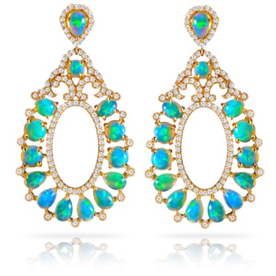 Haridra ethiopan opal and diamond earrings
